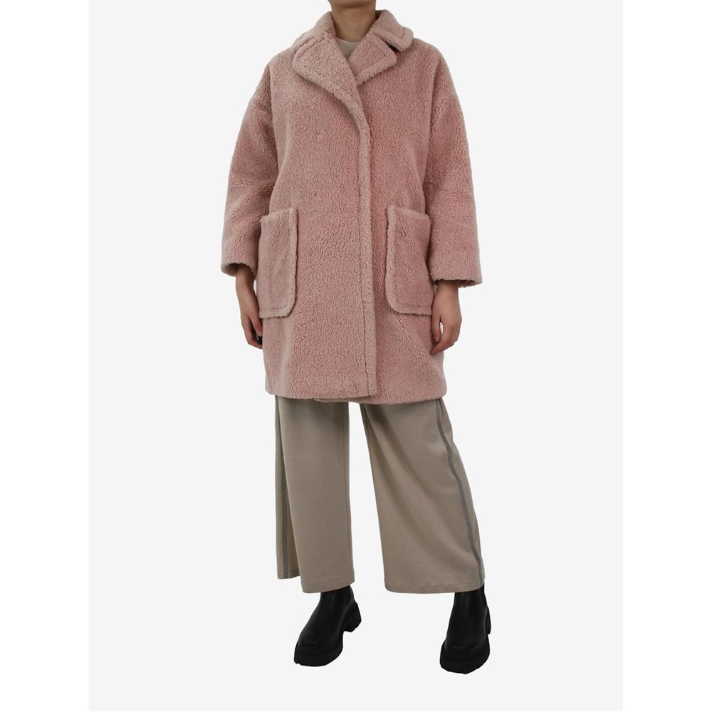 Weekend Max Mara Pink Wool Teddy coat